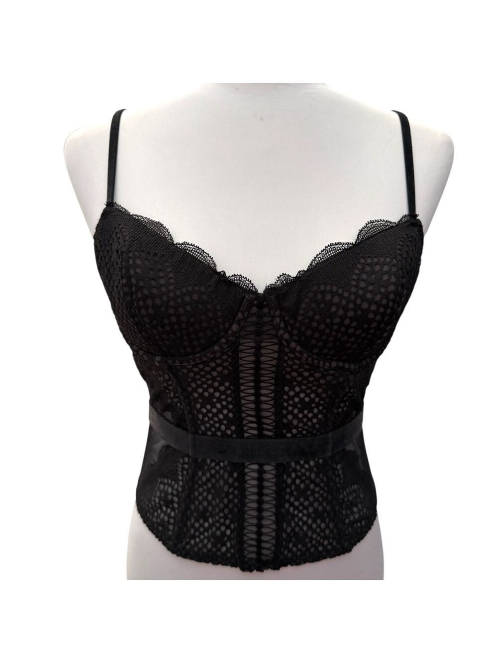 Victoria’s Secret Black Lace Corset Bustier Top 36C Y2K - Picture 2 of 4